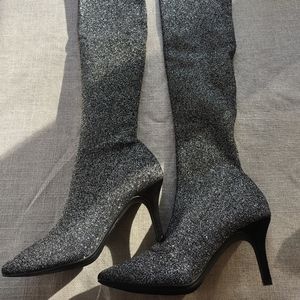 New INC Pewter Stretch Over Knee Boots